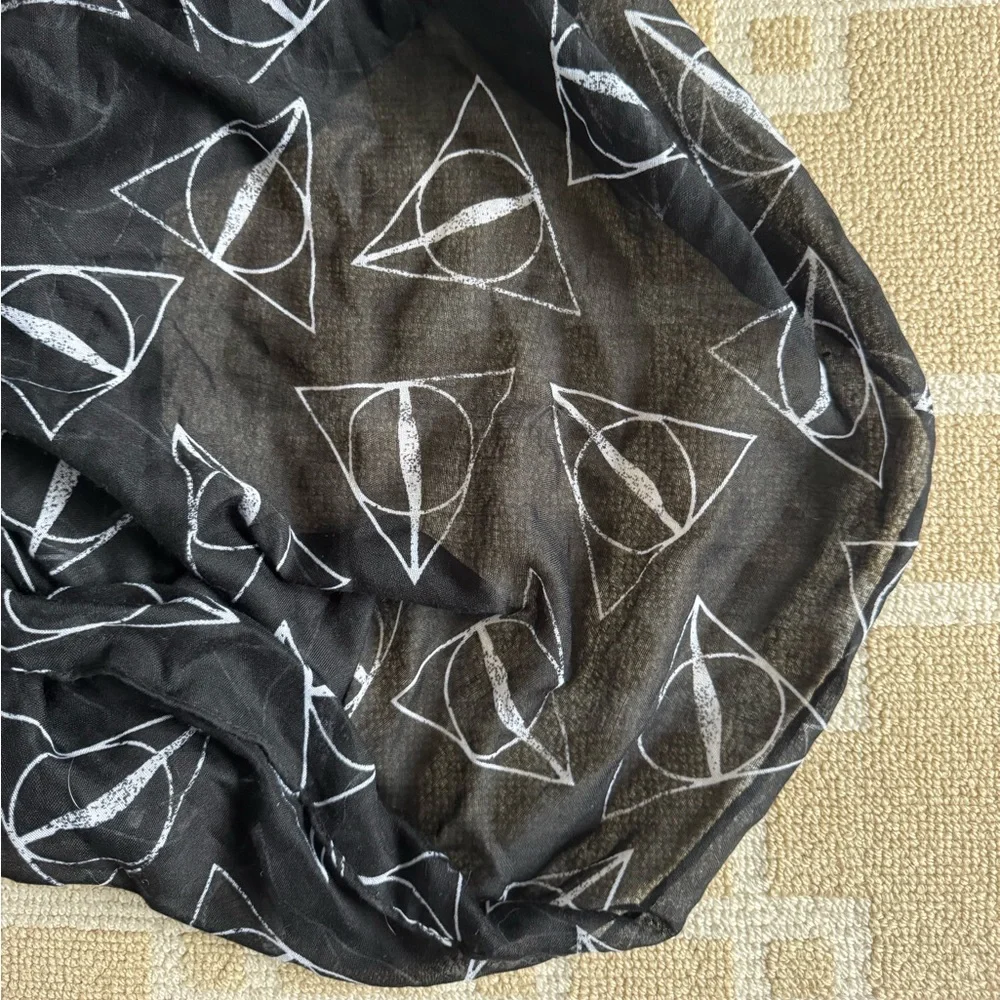 Harry Potter Deathly Hallows Infinity Scarf Black Sheer Lightweight OS